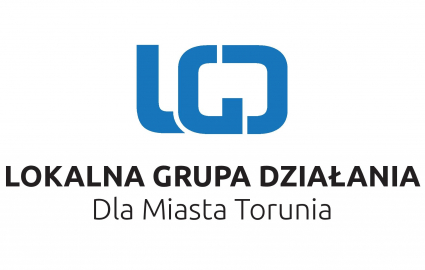 logotyp Stowarzyszenie Lokalna Grupa Działania „Dla Miasta Torunia” w kolorze niebiesko-czarnym, na górze skrót nienieski LGD, poniżej rozszerzenie nazwy w kolorze czarnym