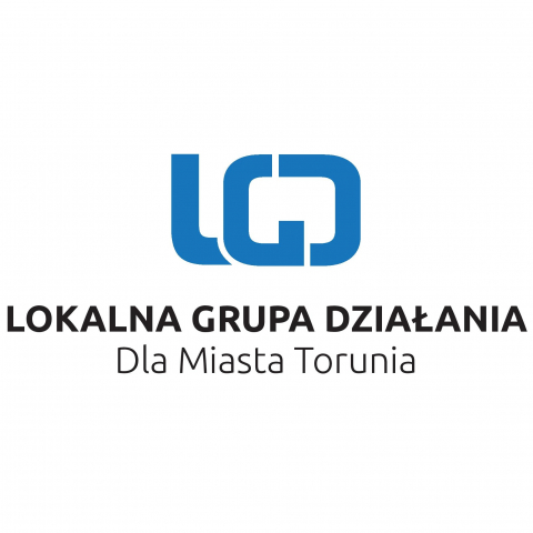 logotyp Stowarzyszenie Lokalna Grupa Działania „Dla Miasta Torunia” w kolorze niebiesko-czarnym, na górze skrót nienieski LGD, poniżej rozszerzenie nazwy w kolorze czarnym