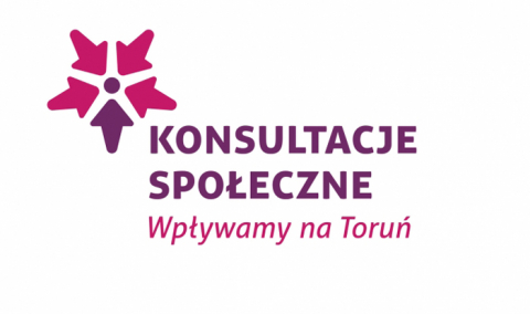 NAPIS W KOLORZE RÓŻOWYM KONSULTACJE SPOŁECZNE Z KWIATKIEM